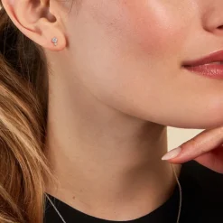 Boucles D'oreilles Puces Jill Argent Blanc Oxyde De Zirconium-Histoire d'Or Online