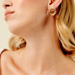 Boucles D'Oreilles Puces Josephe Acier Jaune-Histoire d'Or Discount