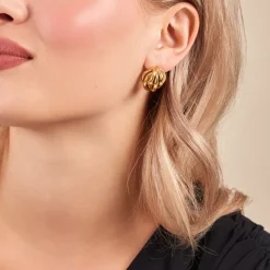 Histoire d'Or Boucles D'oreilles Puces Jackie Acier Jaune