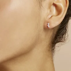 Histoire d'Or Boucles D'oreilles Puces Kyoto Or Blanc Oxyde De Zirconium