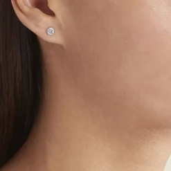 Boucles D'oreilles Puces Kadidia Or Blanc Oxyde De Zirconium-Histoire d'Or