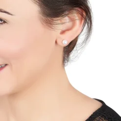 Boucles D'oreilles Puces Kesya Nacres Bouton Or Jaune Perle De Culture-Histoire d'Or New