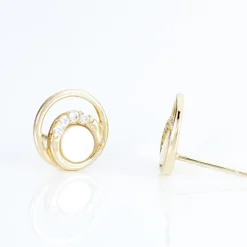 Boucles D'oreilles Puces Kamilka Or Jaune Nacre Et Oxydes-Histoire d'Or