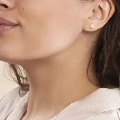 Boucles D'oreilles Puces Kesya Nacres Bouton Or Jaune Perle De Culture-Histoire d'Or Online