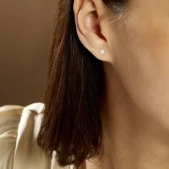 Boucles D'oreilles Puces Kesya Nacres Bouton Or Jaune Perle De Culture-Histoire d'Or New