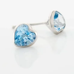 Boucles D'oreilles Puces Klodina Or Blanc Topaze-Histoire d'Or New