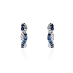 Boucles D'oreilles Puces Ligera Or Blanc Saphir Et Diamant-Histoire d'Or Discount