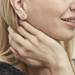 Boucles D'oreilles Puces Lila Plaqué Or Jaune Oxyde De Zirconium-Histoire d'Or Hot