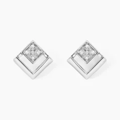 Boucles D'oreilles Puces Liana Or Blanc Diamant-Histoire d'Or Sale