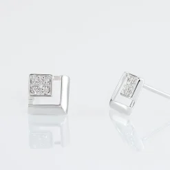 Boucles D'oreilles Puces Liana Or Blanc Diamant-Histoire d'Or Sale
