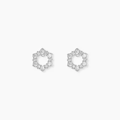 Histoire d'Or Boucles D'oreilles Puces Louwenn Argent Blanc Oxyde De Zirconium