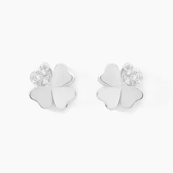 Boucles D'oreilles Puces Luce Argent Blanc Oxyde De Zirconium-Histoire d'Or Discount
