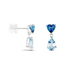 Boucles D'oreilles Puces Lenuta Or Blanc Topaze Bleu Sky Topaze-Histoire d'Or Online