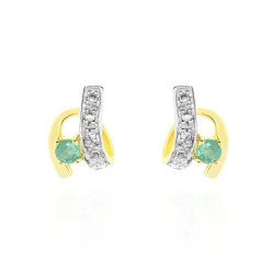 Boucles D'oreilles Puces Loubra Or Jaune Emeraude-Histoire d'Or Best