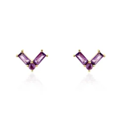 Histoire d'Or Boucles D'oreilles Puces Lavender Or Jaune Améthyste