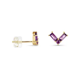 Histoire d'Or Boucles D'oreilles Puces Lavender Or Jaune Améthyste