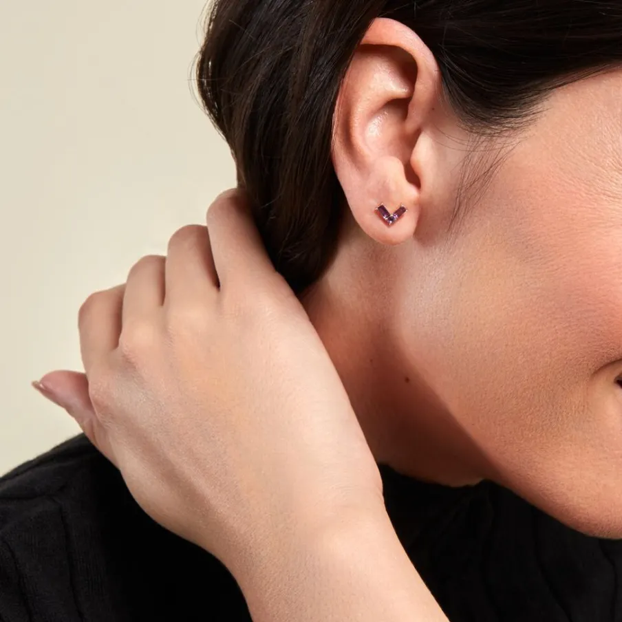 Histoire d'Or Boucles D'oreilles Puces Lavender Or Jaune Améthyste