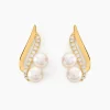 Boucles D'oreilles Puces Loeva Or Jaune Perle De Culture Et Oxyde-Histoire d'Or Hot