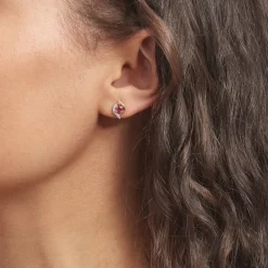 Histoire d'Or Boucles D'oreilles Puces Lydia Or Bicolore Rubis