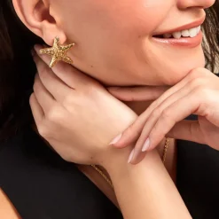 Histoire d'Or Boucles D'oreilles Puces Mermaid Acier Jaune