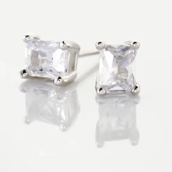Boucles D'oreilles Puces Mathilda Argent Blanc Oxyde De Zirconium-Histoire d'Or New