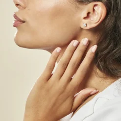 Boucles D'oreilles Puces Mathilda Argent Blanc Oxyde De Zirconium-Histoire d'Or New