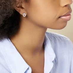 Boucles D'oreilles Puces Magou Argent Blanc Oxyde De Zirconium-Histoire d'Or Hot