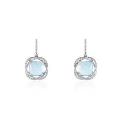 Histoire d'Or Boucles D'oreilles Puces Marie-jacqueline Or Blanc Topaze Et Diamant