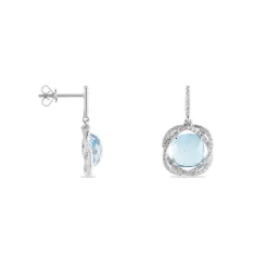 Histoire d'Or Boucles D'oreilles Puces Marie-jacqueline Or Blanc Topaze Et Diamant