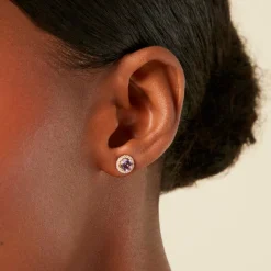 Histoire d'Or Boucles D'Oreilles Puces Munira Or Jaune Améthyste Oxyde De Zirconium