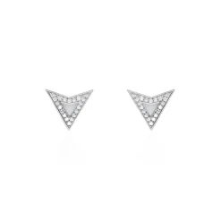 Boucles D'oreilles Puces Moric Argent Blanc Oxyde De Zirconium Nacre-Histoire d'Or Online