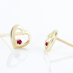 Boucles D'oreilles Puces Martella Or Jaune Rubis-Histoire d'Or Discount