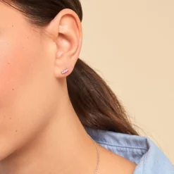 Boucles D'oreilles Puces Mai-ly Argent Blanc Oxyde De Zirconium-Histoire d'Or