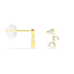 Boucles D'oreilles Puces Mureille Or Jaune Oxyde De Zirconium-Histoire d'Or New