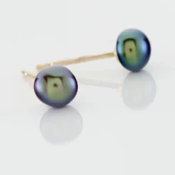 Boucles D'oreilles Puces Micaelle Teintees Or Jaune Perle De Culture-Histoire d'Or Hot