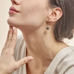 Histoire d'Or Boucles D'oreilles Puces Marie-noela Or Jaune Perle De Tahiti