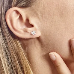 Histoire d'Or Boucles D'oreilles Puces Maelane Or Blanc Oxyde De Zirconium