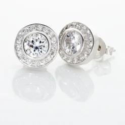 Boucles D'oreilles Puces Marquise Argent Blanc Oxyde De Zirconium-Histoire d'Or Clearance