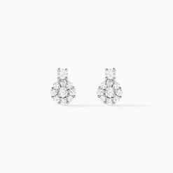 Boucles D'oreilles Puces Melyna Argent Blanc Oxyde De Zirconium-Histoire d'Or Hot