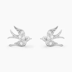 Boucles D'oreilles Puces Marilla Argent Blanc Oxyde De Zirconium-Histoire d'Or Sale