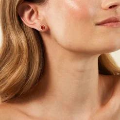 Boucles D'Oreilles Puces Memory Plaqué Or Jaune Pierre De Synthese-Histoire d'Or Discount