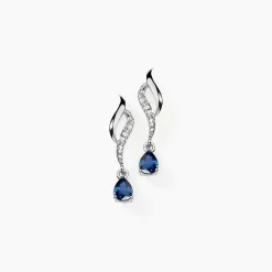Histoire d'Or Boucles D'oreilles Puces Nolia Or Blanc Saphir Et Diamant