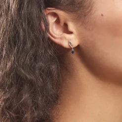 Histoire d'Or Boucles D'oreilles Puces Nolia Or Blanc Saphir Et Diamant