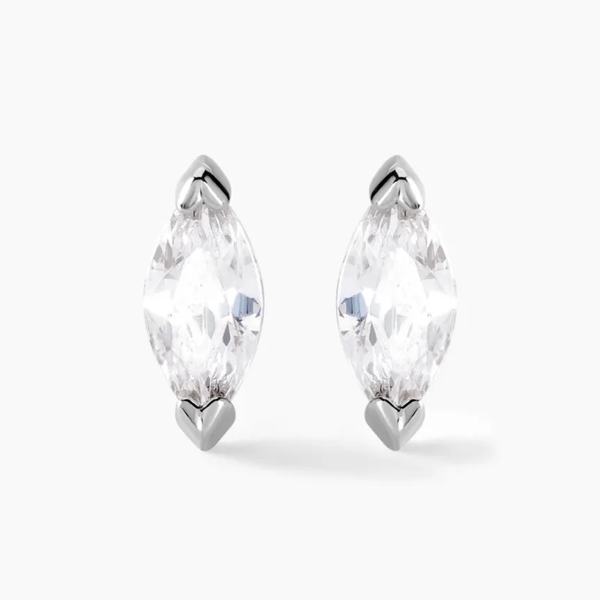 Boucles D'oreilles Puces Navette De Zirconium-Histoire d'Or Clearance