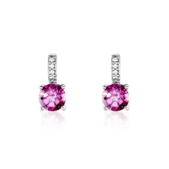 Histoire d'Or Boucles D'oreilles Puces Noora Or Blanc Topaze Rose Oxyde De Zirconium
