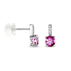 Histoire d'Or Boucles D'oreilles Puces Noora Or Blanc Topaze Rose Oxyde De Zirconium