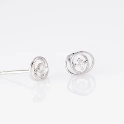 Boucles D'oreilles Puces Nid D'amour Or Blanc Diamant-Histoire d'Or Online