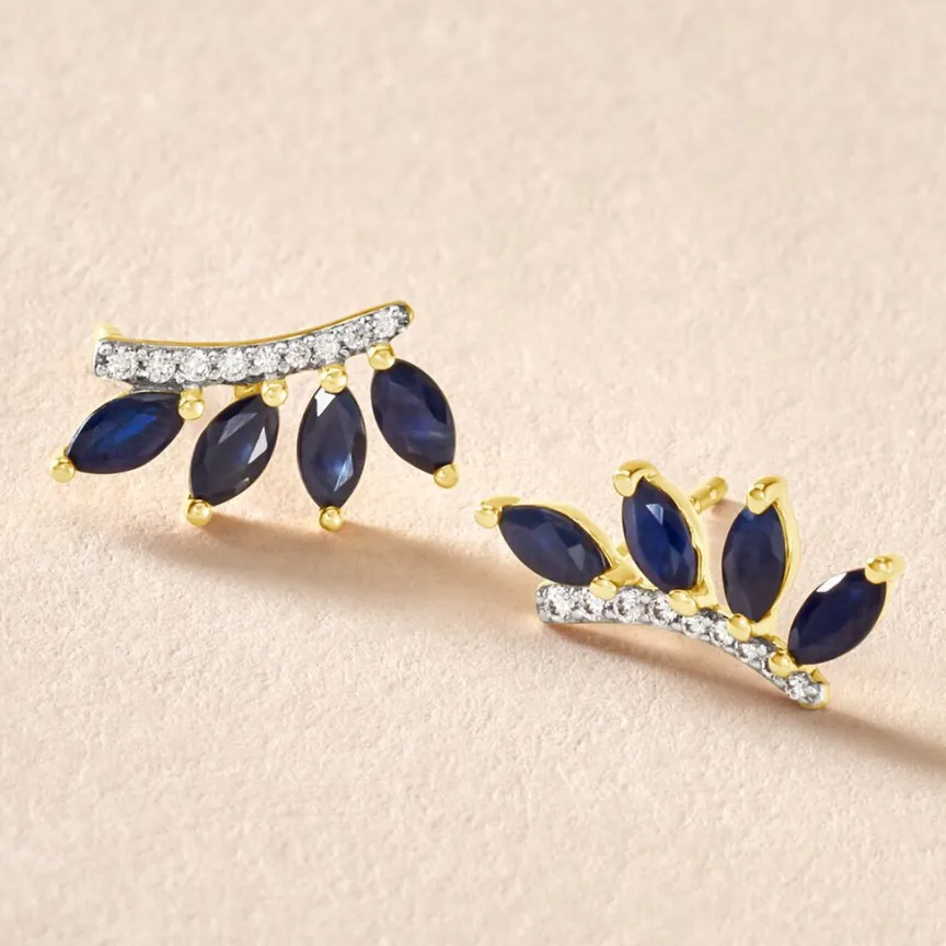 Boucles D'oreilles Puces Navette Diamant-Histoire d'Or New