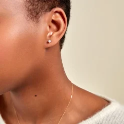 Histoire d'Or Boucles D'oreilles Puces Or Blanc Aphrodite Diamants