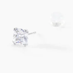 Boucles D'oreilles Puces Or Blanc Doreen Oxydes De Zirconium-Histoire d'Or Best